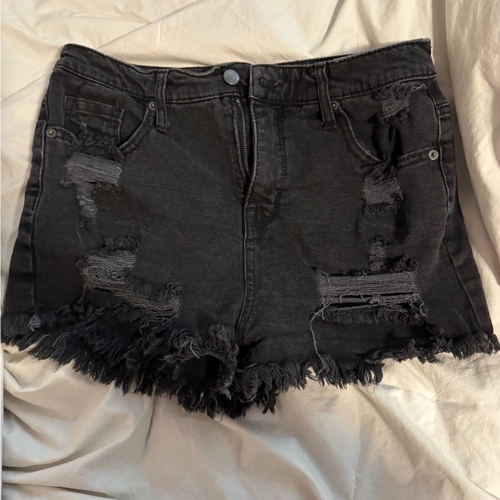 Mossimo Supply Co Black Jean Shorts Distressed High-Waisted